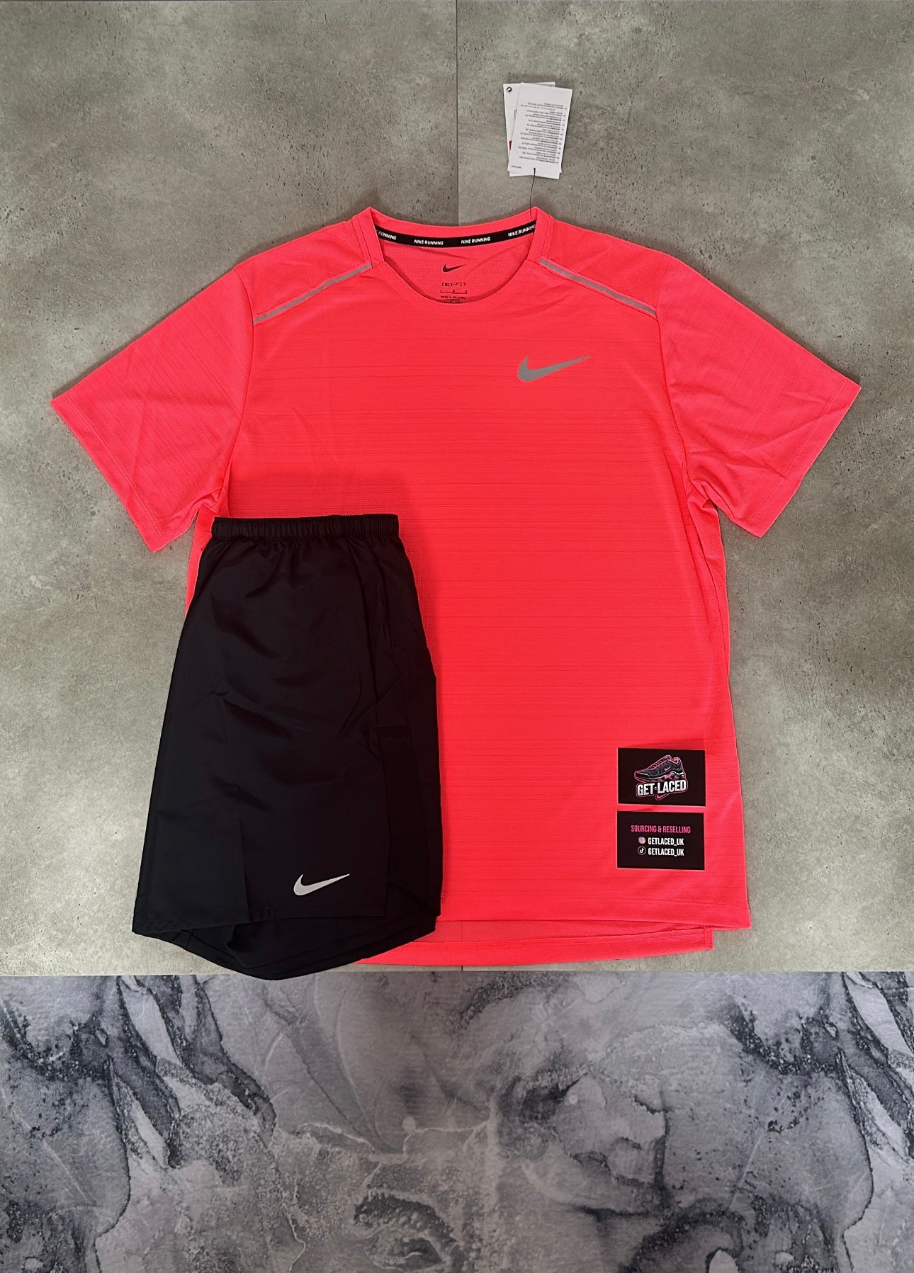 Nike Miler 1.0 T-Shirt & Shorts Set - 'Hot Punch / Black'