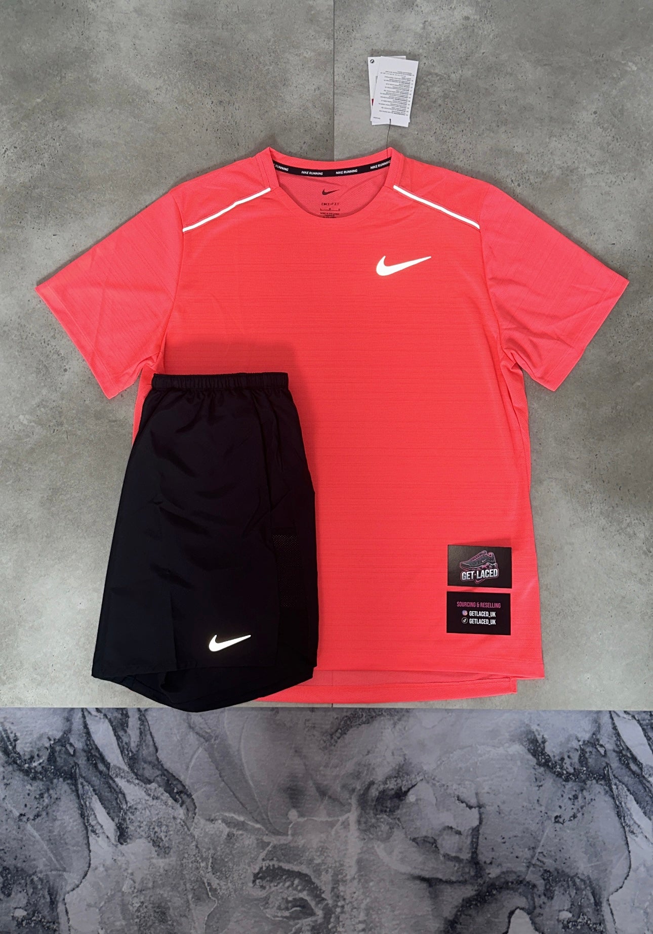 Nike Miler 1.0 T-Shirt & Shorts Set - 'Hot Punch / Black'