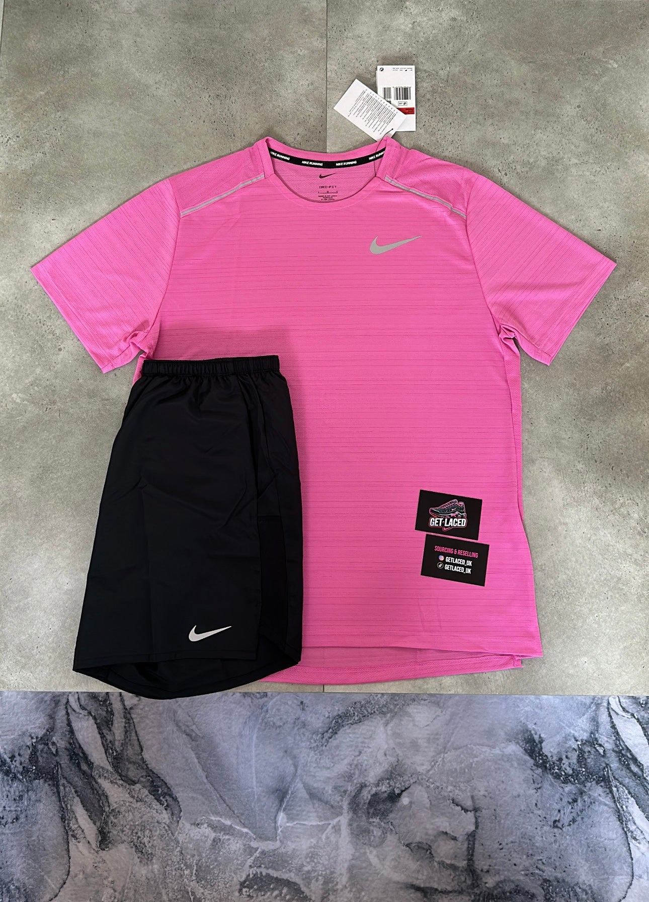 Nike Miler 1.0 T-Shirt & Shorts Set - 'Playful Pink / Black'