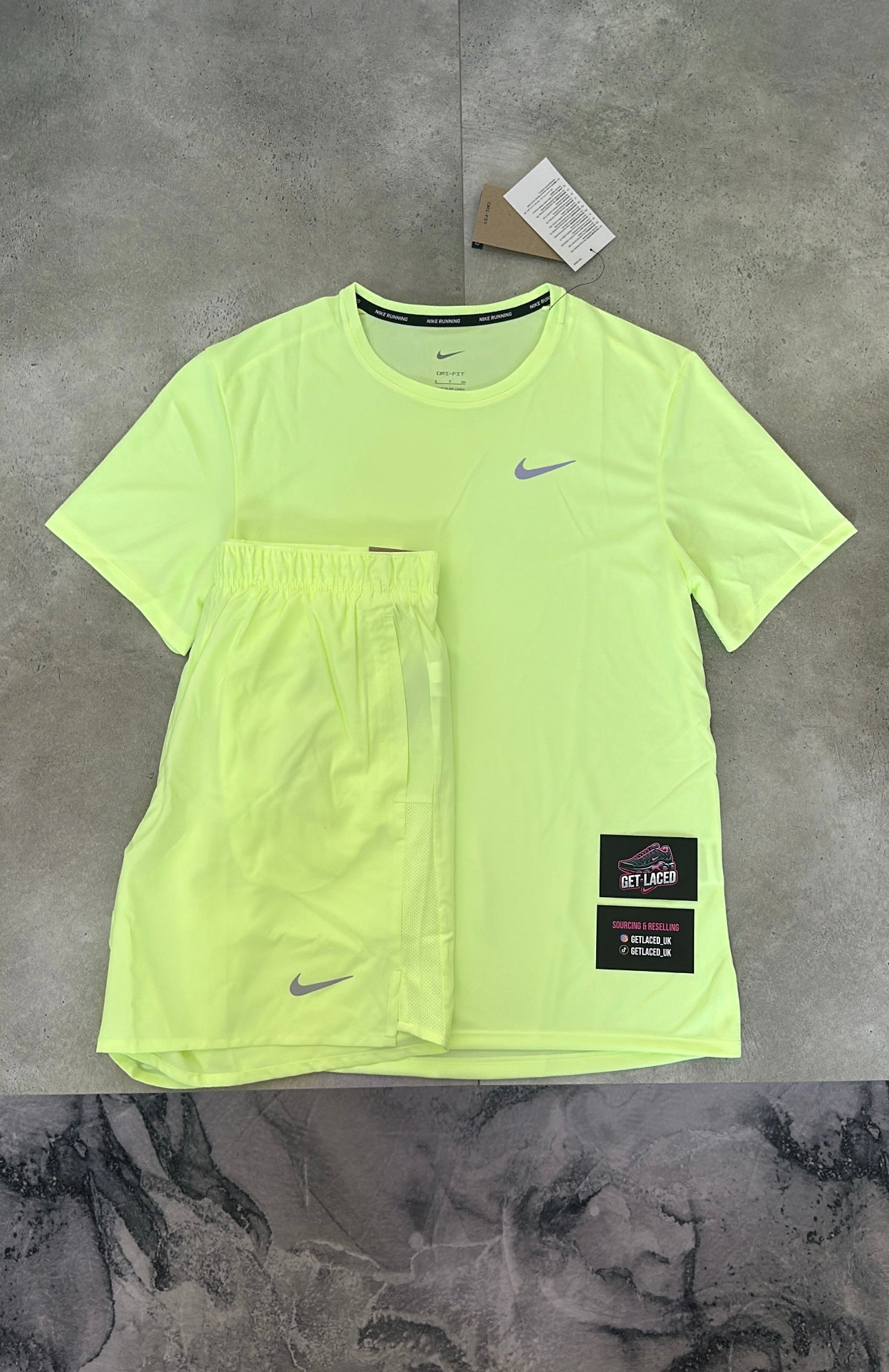 Nike Miler T-Shirt & Shorts Set - 'Volt Green'