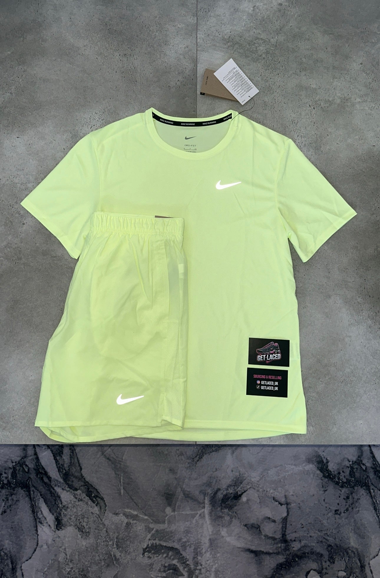 Nike Miler T-Shirt & Shorts Set - 'Volt Green'