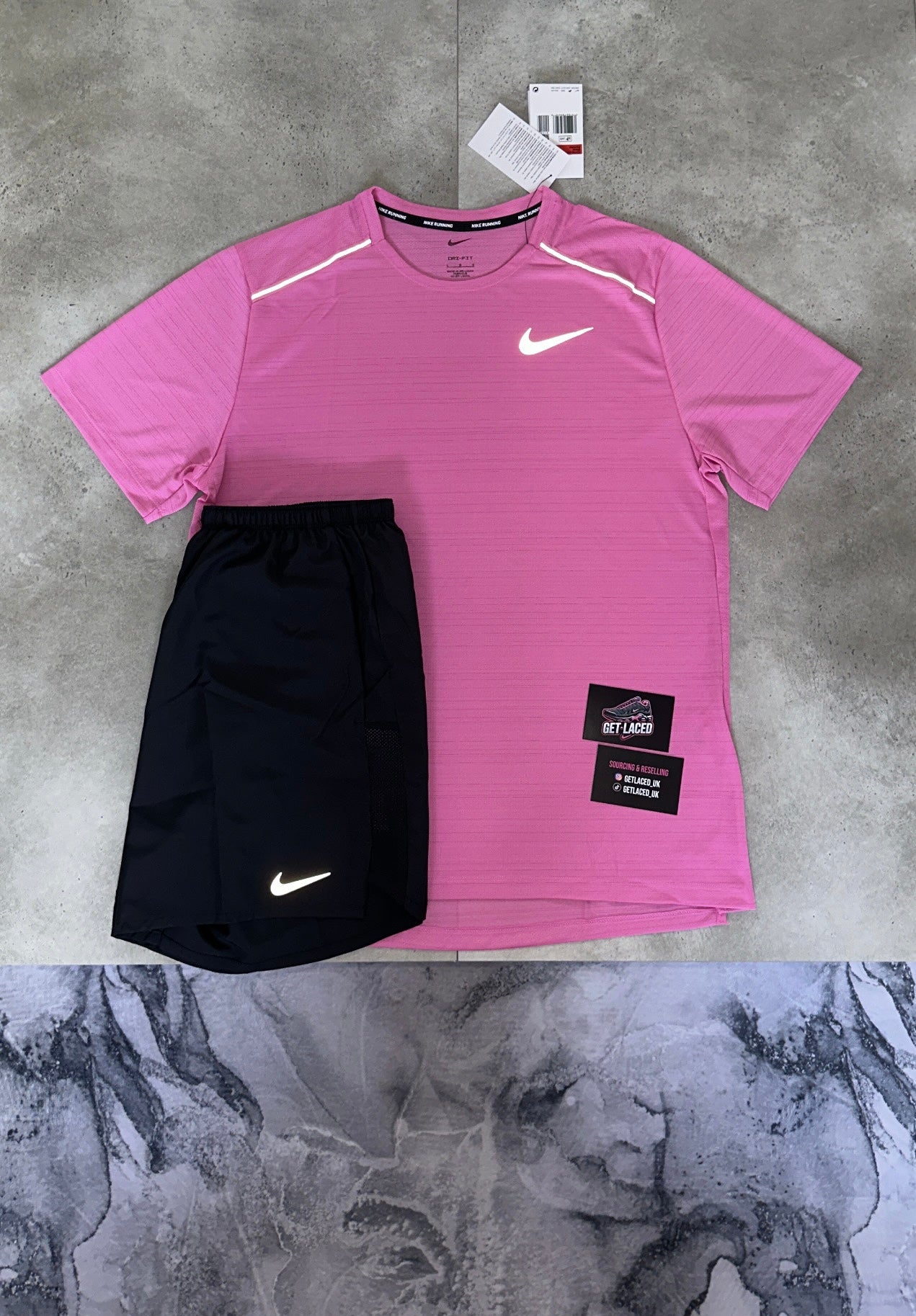 Nike Miler 1.0 T-Shirt & Shorts Set - 'Playful Pink / Black'