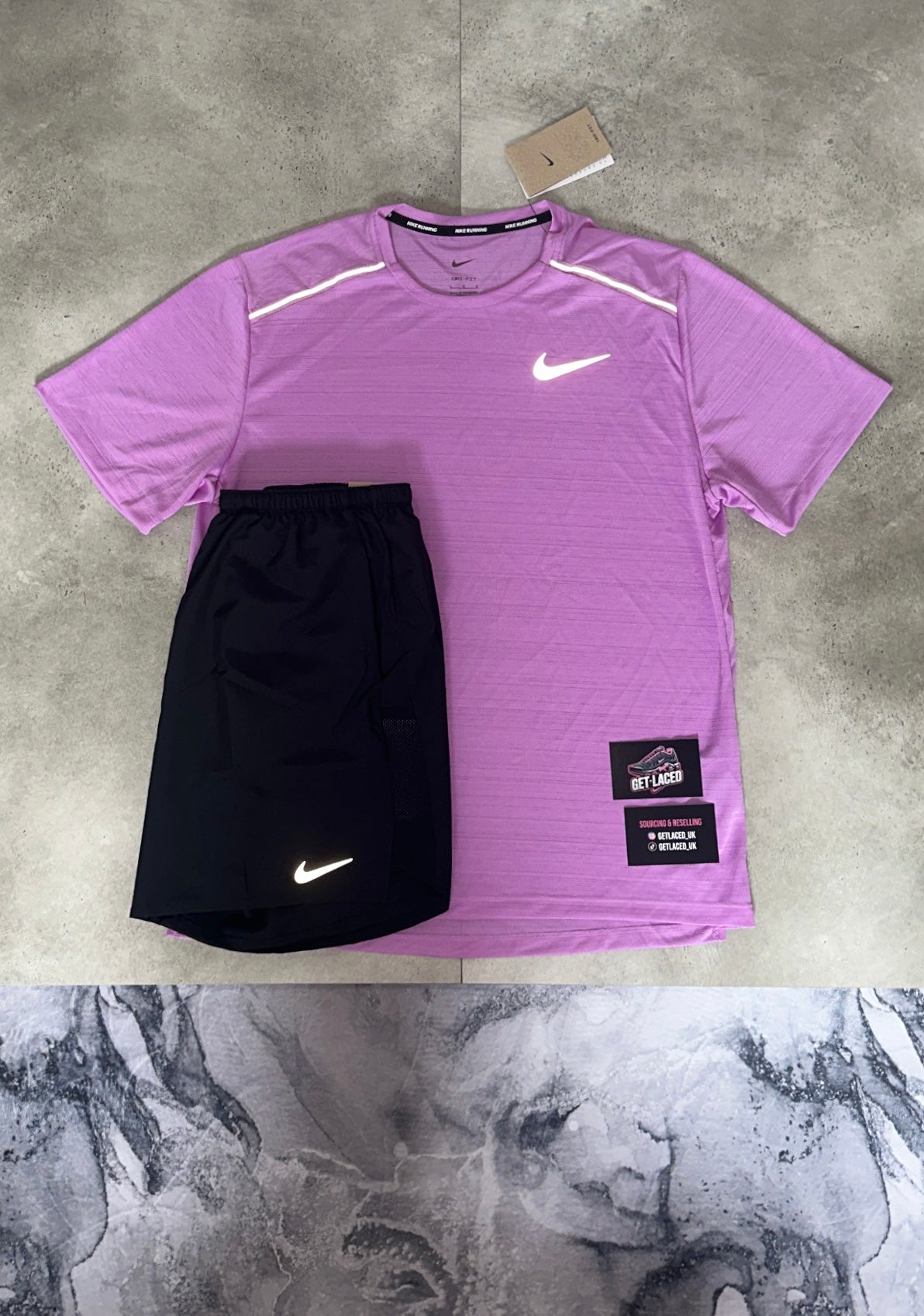 Nike Miler 1.0 T-Shirt & Shorts Set - 'Vibrant Pink / Black'