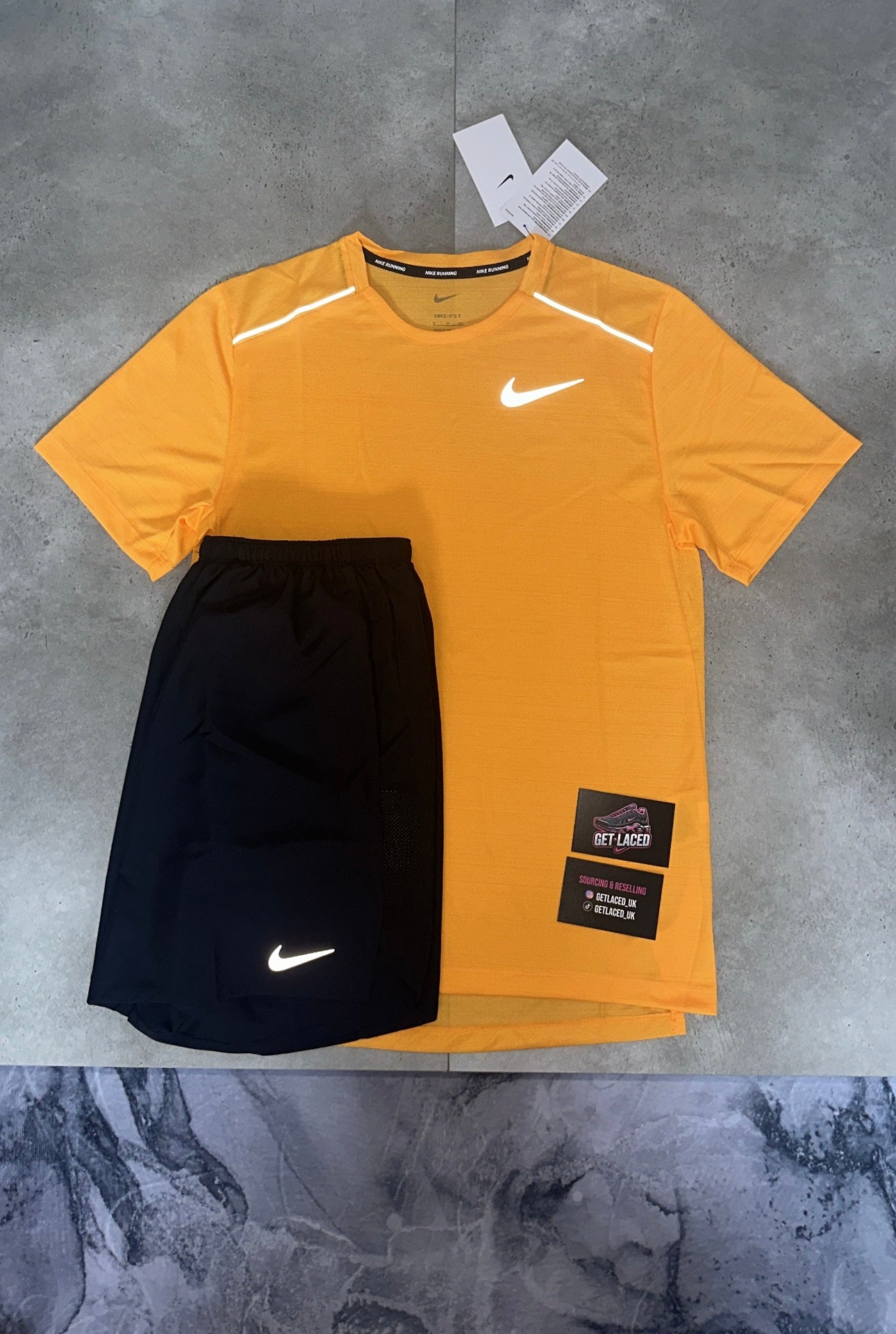 Nike Miler 1.0 T-Shirt & Shorts Set - 'Sundial / Black'