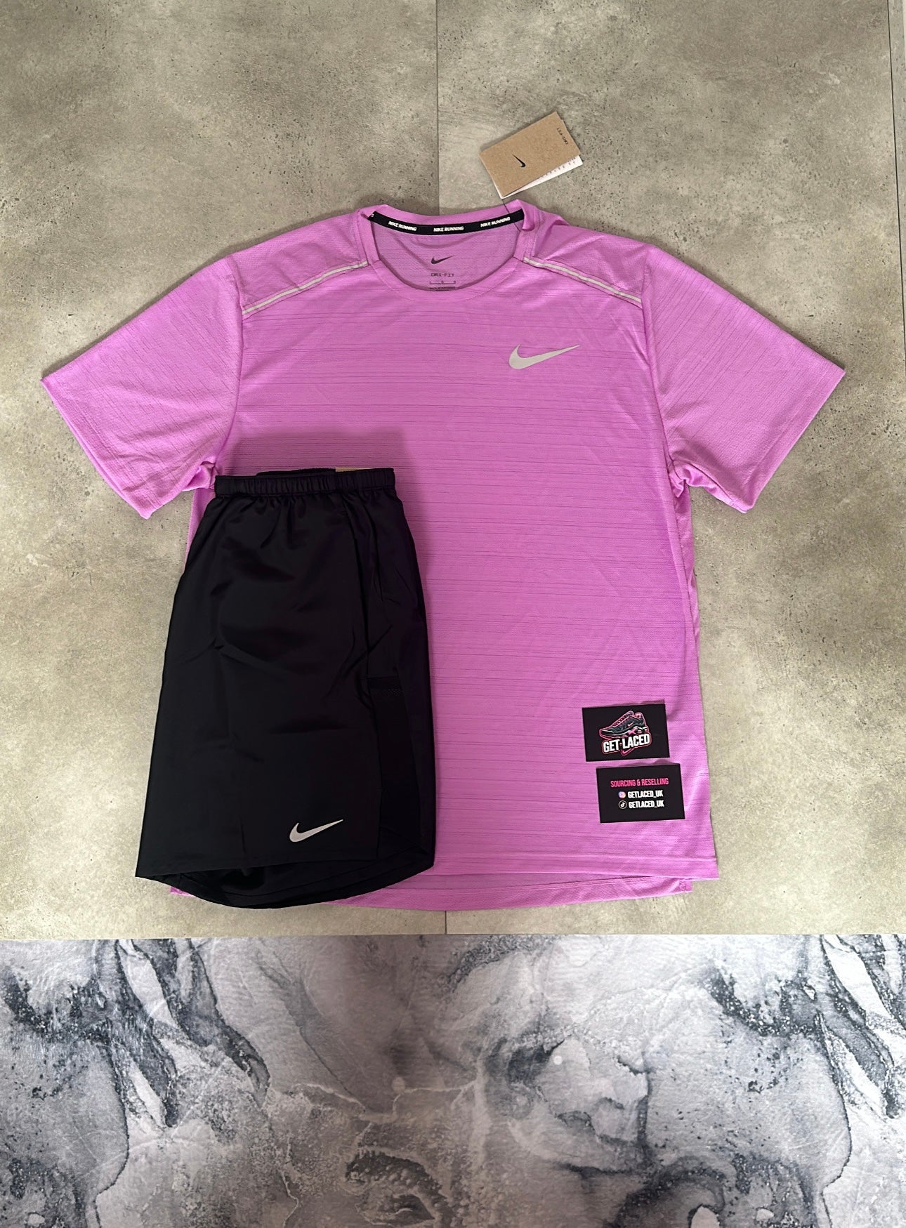 Nike Miler 1.0 T-Shirt & Shorts Set - 'Vibrant Pink / Black'