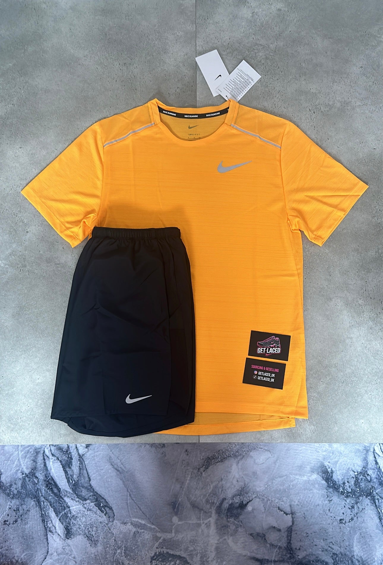 Nike Miler 1.0 T-Shirt & Shorts Set - 'Sundial / Black'